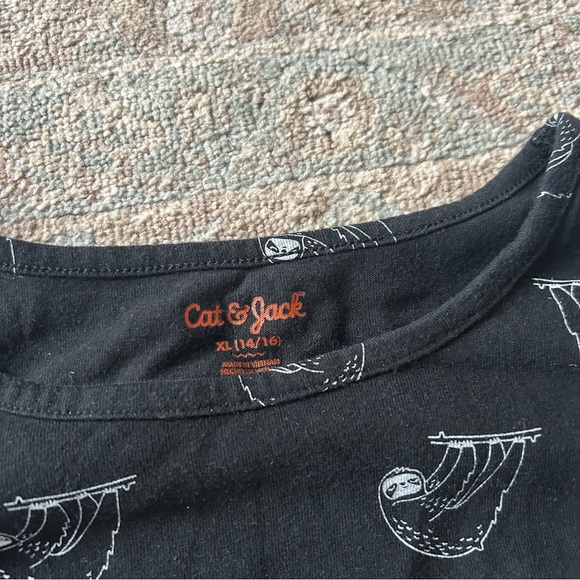 Cat and Jack XL 14-16 Black Long Sleeve Dress sloth pattern PERFECT CONDITION - Picture 2 of 7
